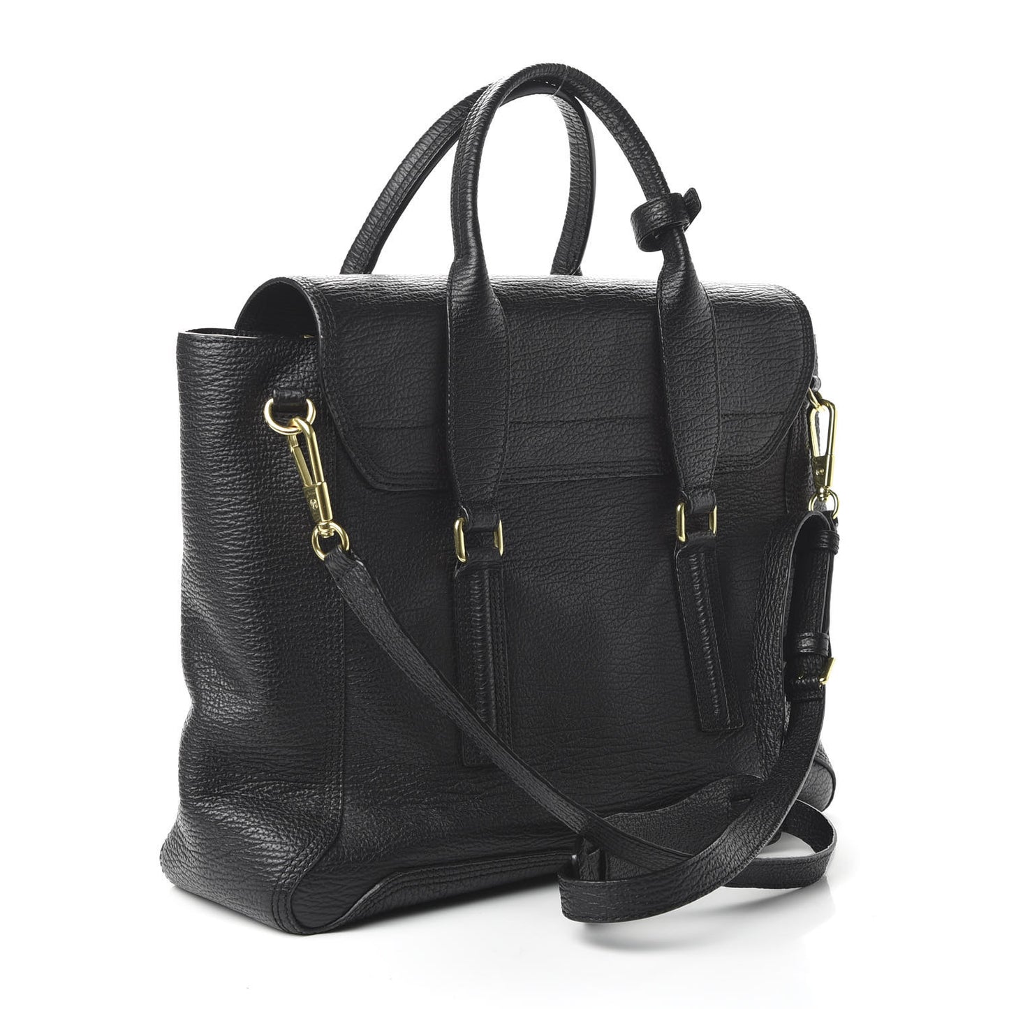 3.1 Textured Calfskin Large Pashli Satchel Black