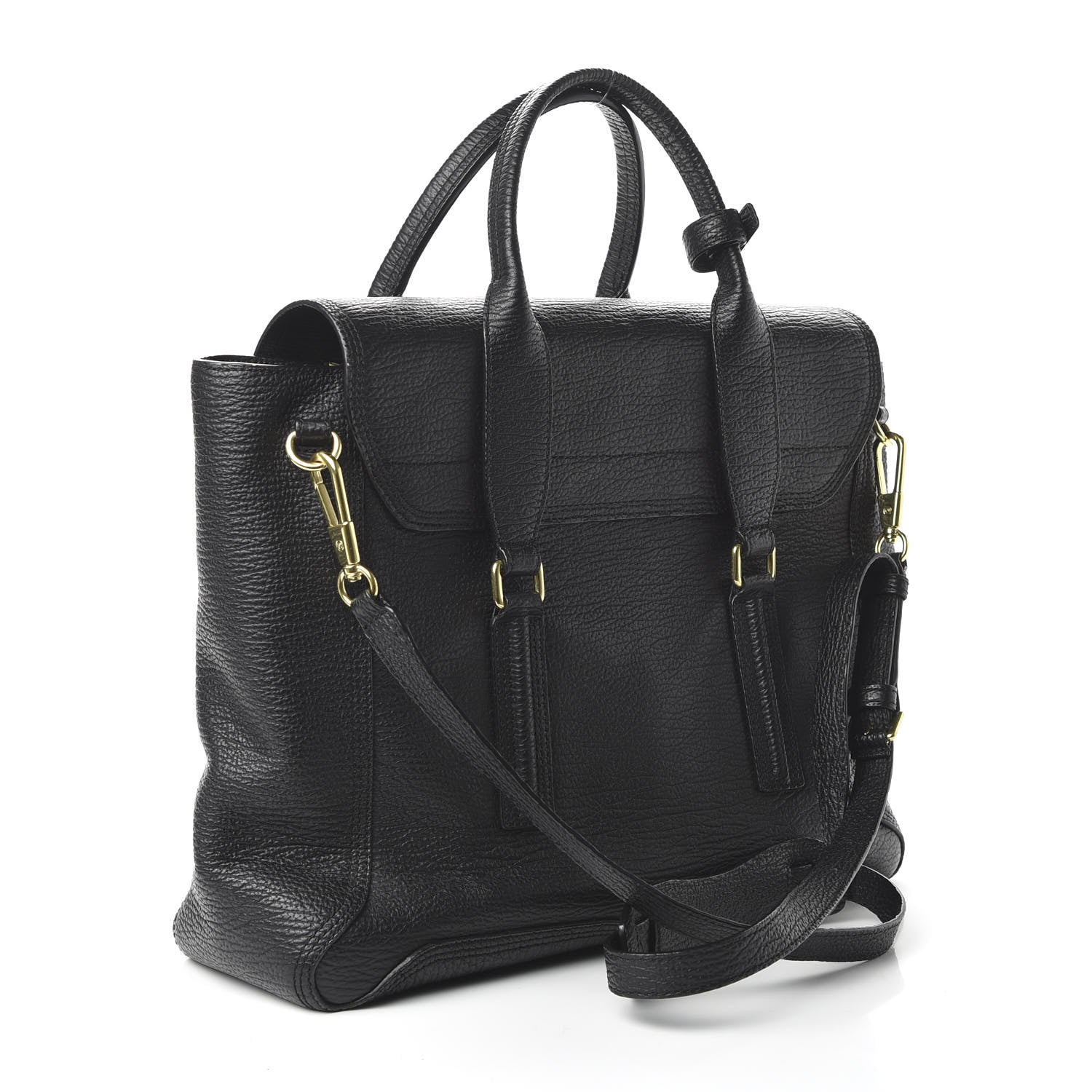3.1 Phillip Lim 3.1 Textured Calfskin Large Pashli Satchel Black 3 of 9