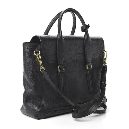 3.1 Phillip Lim 3.1 Textured Calfskin Large Pashli Satchel Black 3 of 9