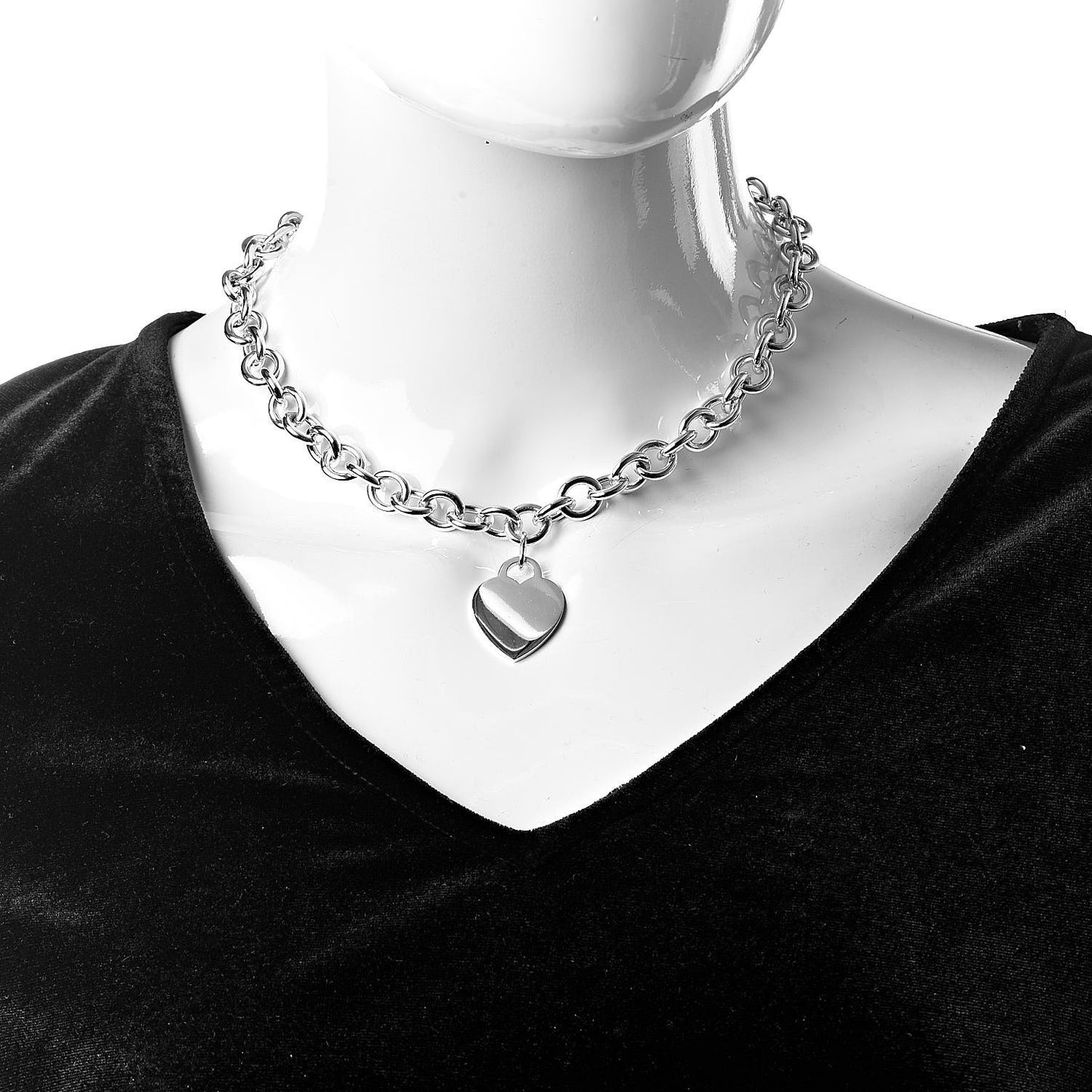 Sterling Silver Heart Tag Necklace