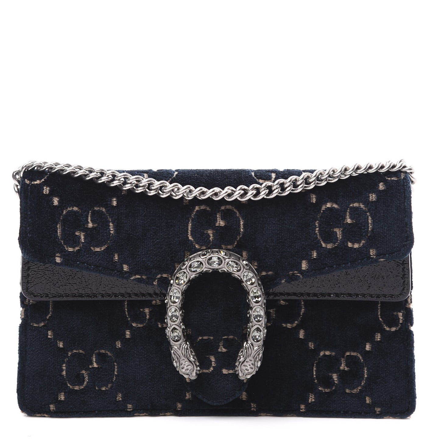 Velvet GG Monogram Super Mini Dionysus Shoulder Bag Blue Beige Black