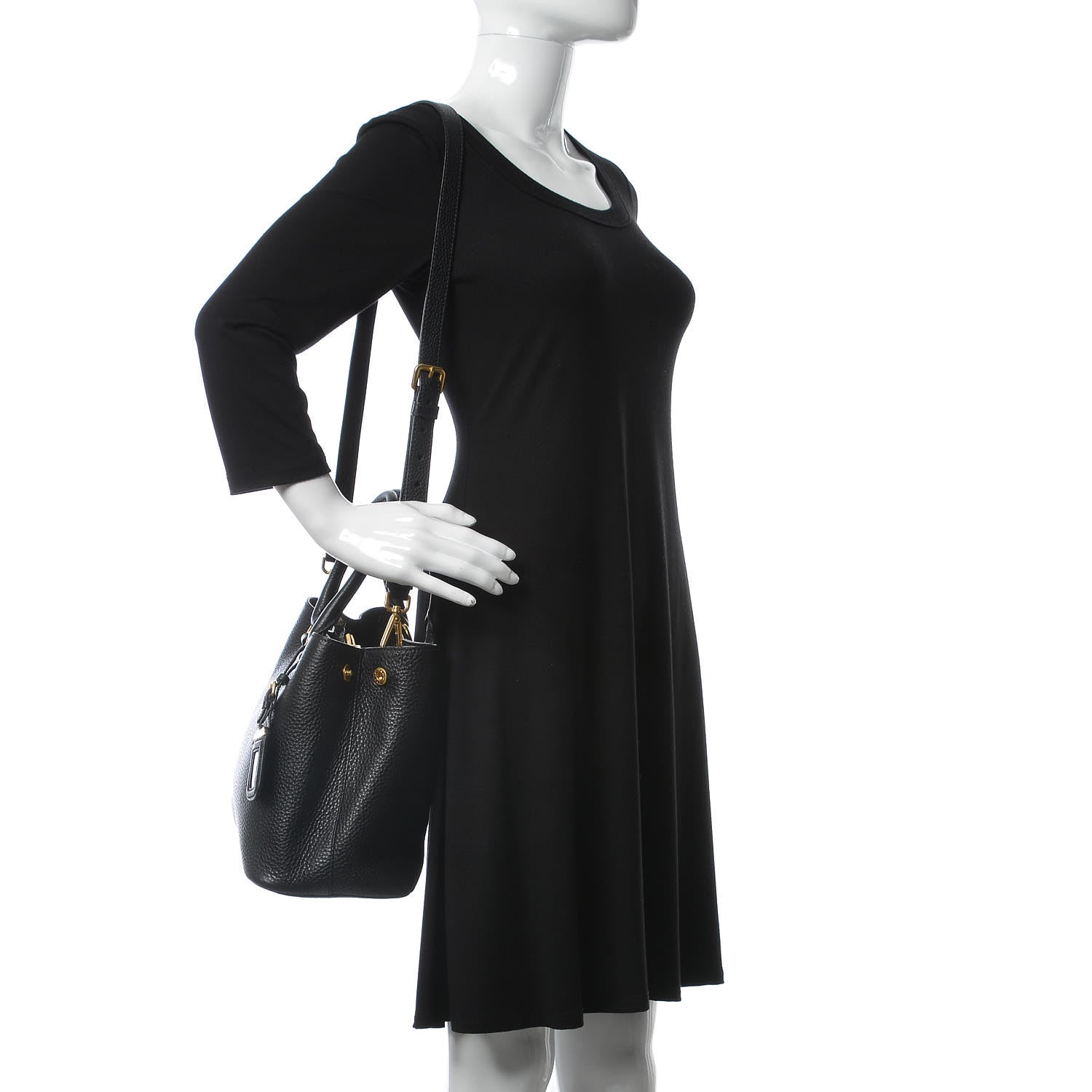 Prada Vitello Phenix Top Handle Bag Black 2 of 8