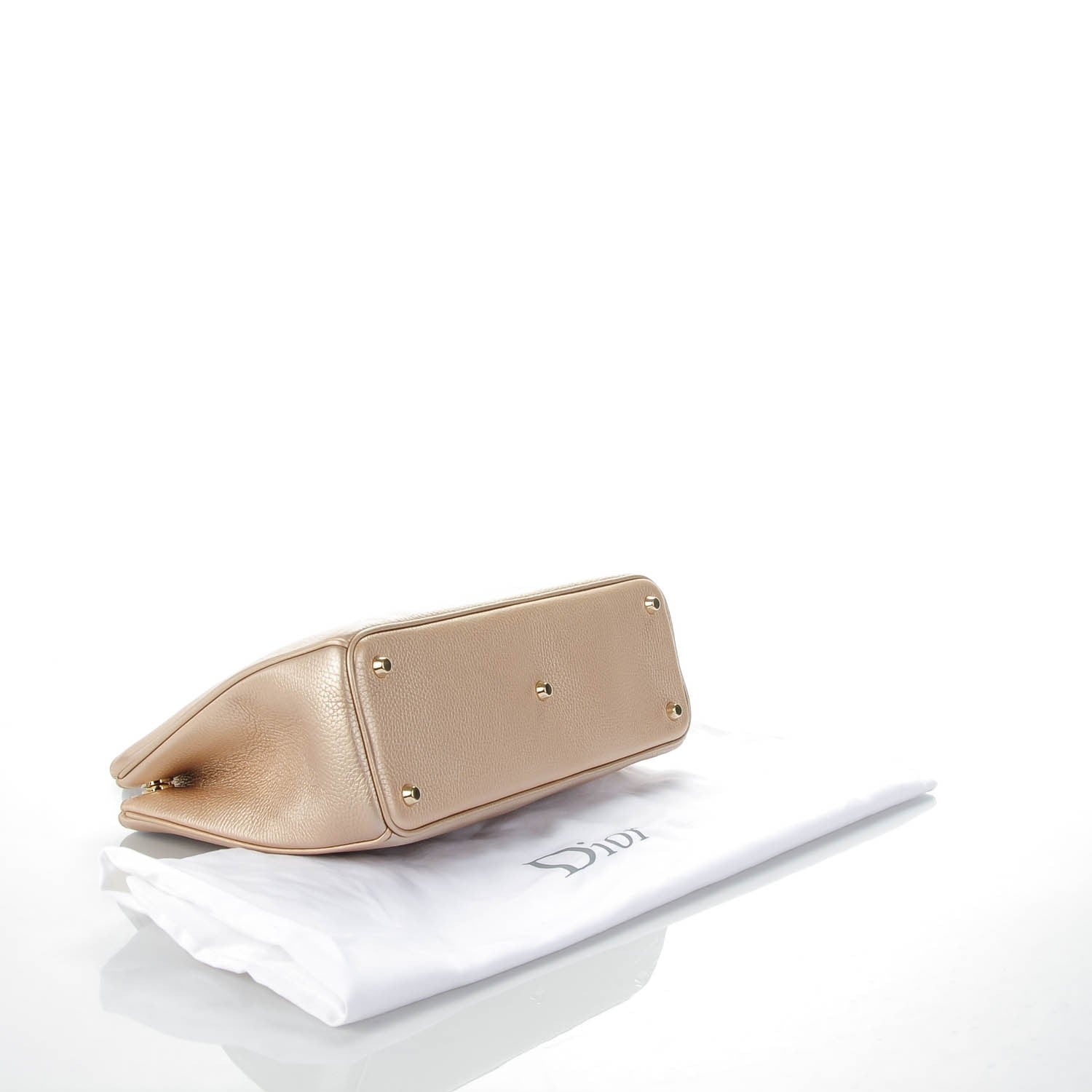 Christian Dior Metallic Bullcalf Medium Diorissimo Bag Champagne 5 of 9