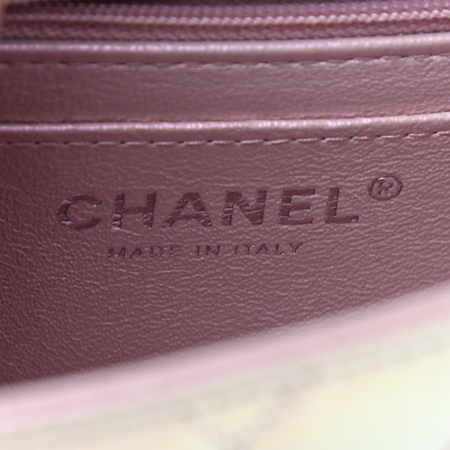 Iridescent Lambskin Quilted Mini Square Flap Pink
