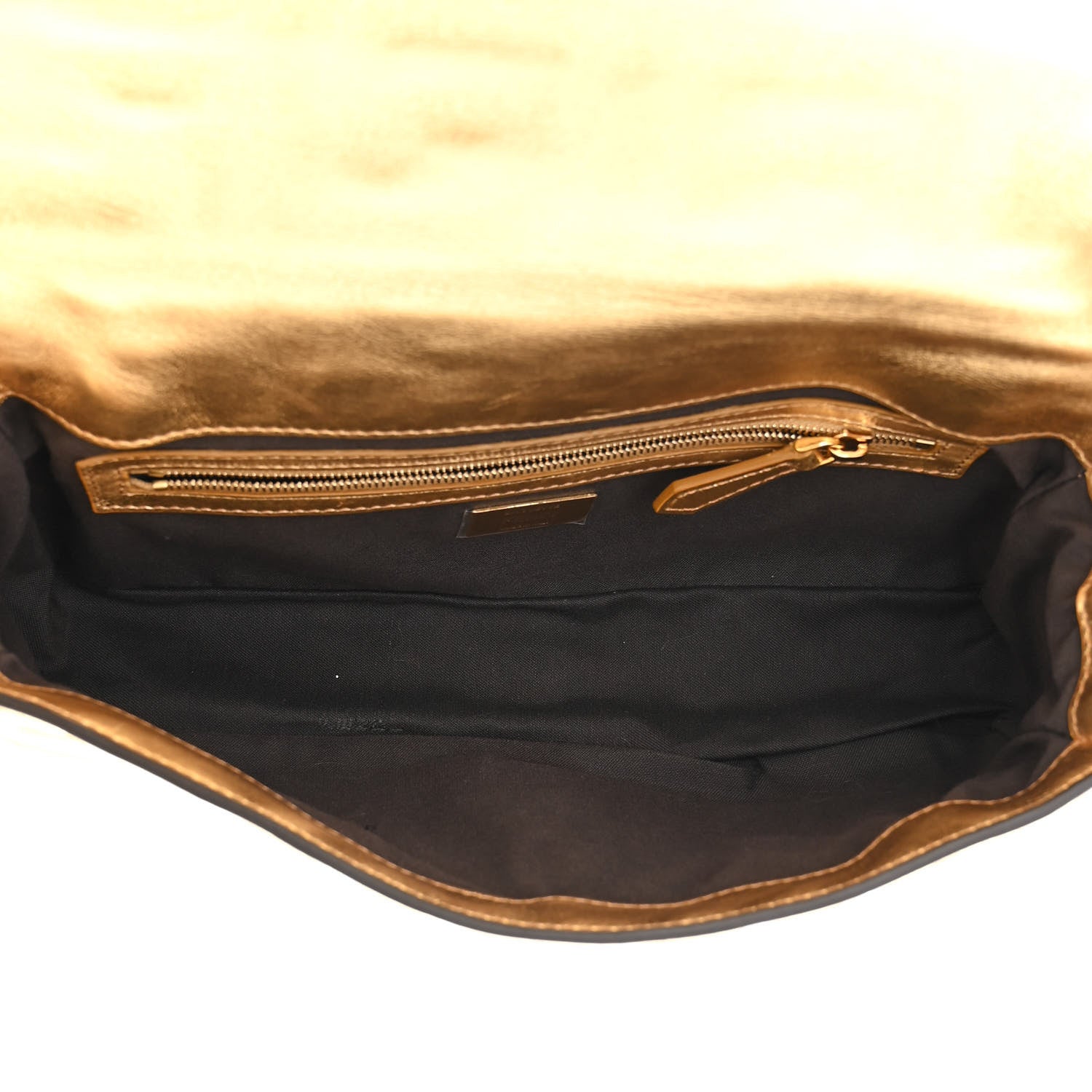 Fendi Vitello Catalan Mirror FF 1974 Embossed Baguette Gold 5 of 10