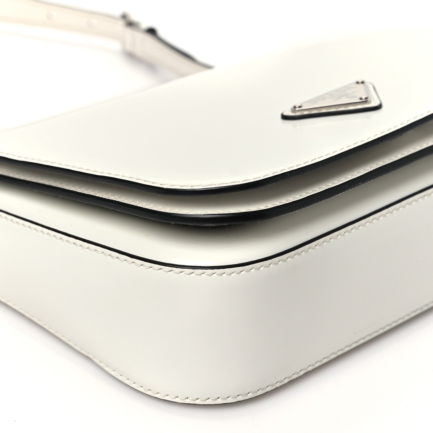 Prada Spazzolato Flap Shoulder Bag White 8 of 9
