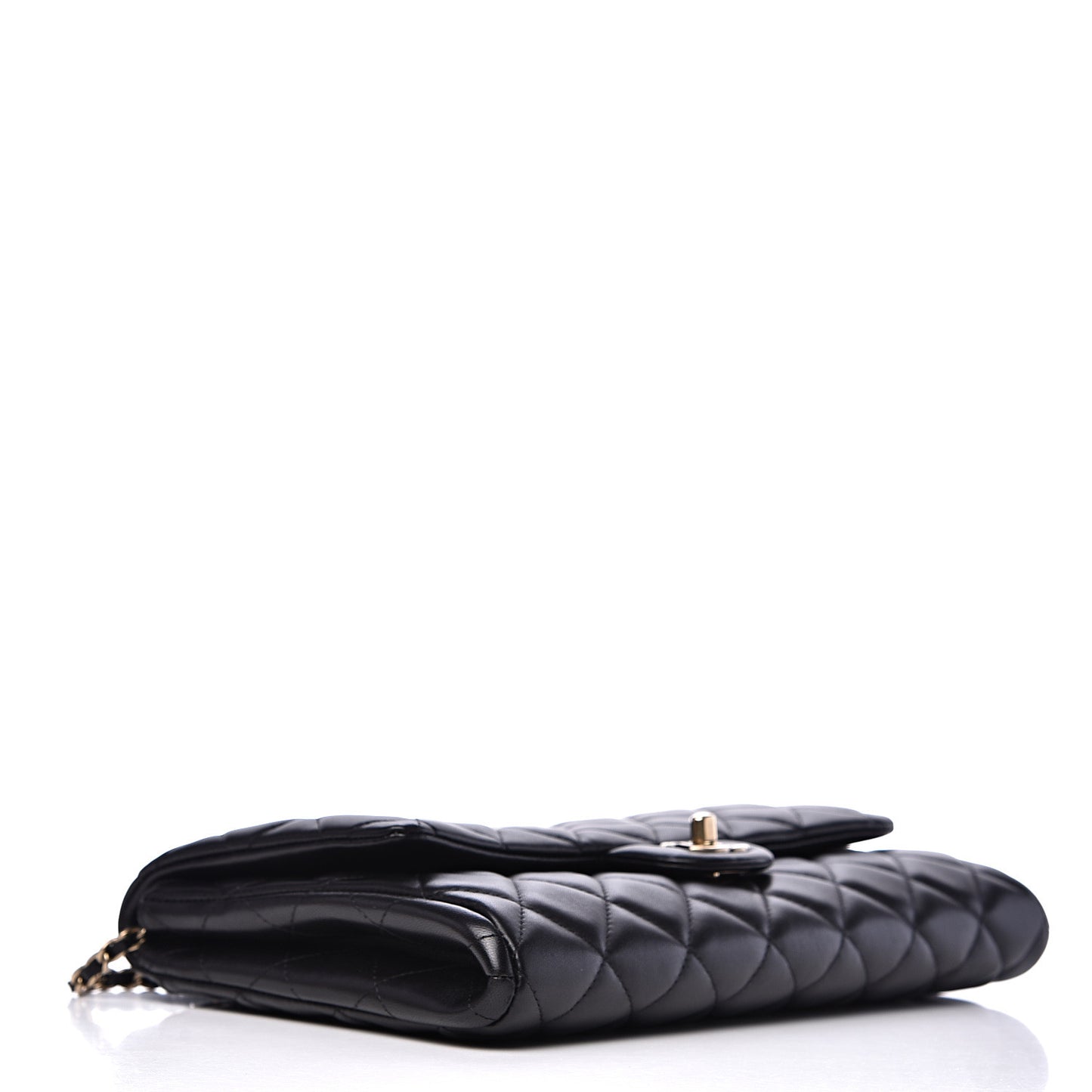 Lambskin Quilted Clutch With Chain Flap Black