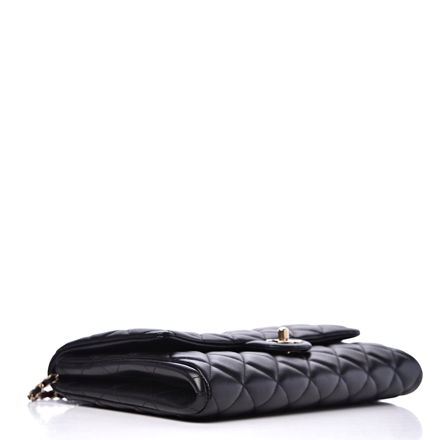 Chanel Lambskin Quilted Clutch With Chain Flap Black 3 of 13