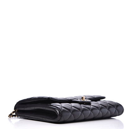 Chanel Lambskin Quilted Clutch With Chain Flap Black 3 of 13
