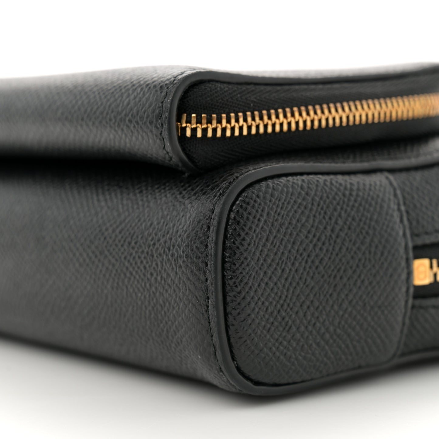 Grained Calfskin Caro Double Pouch Black
