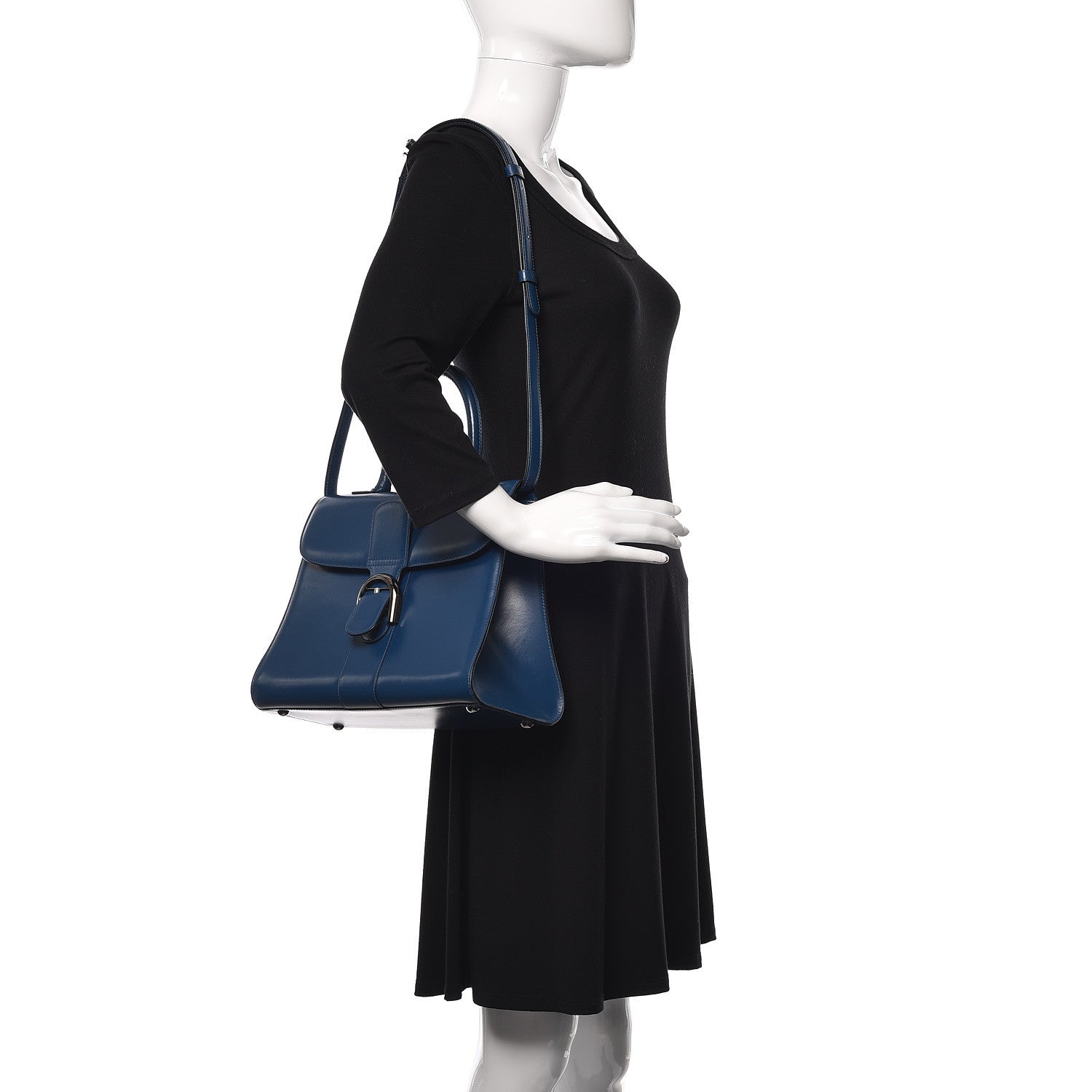Delvaux Box Calfskin Brillant MM Satchel Blue De Prusse 2 of 17