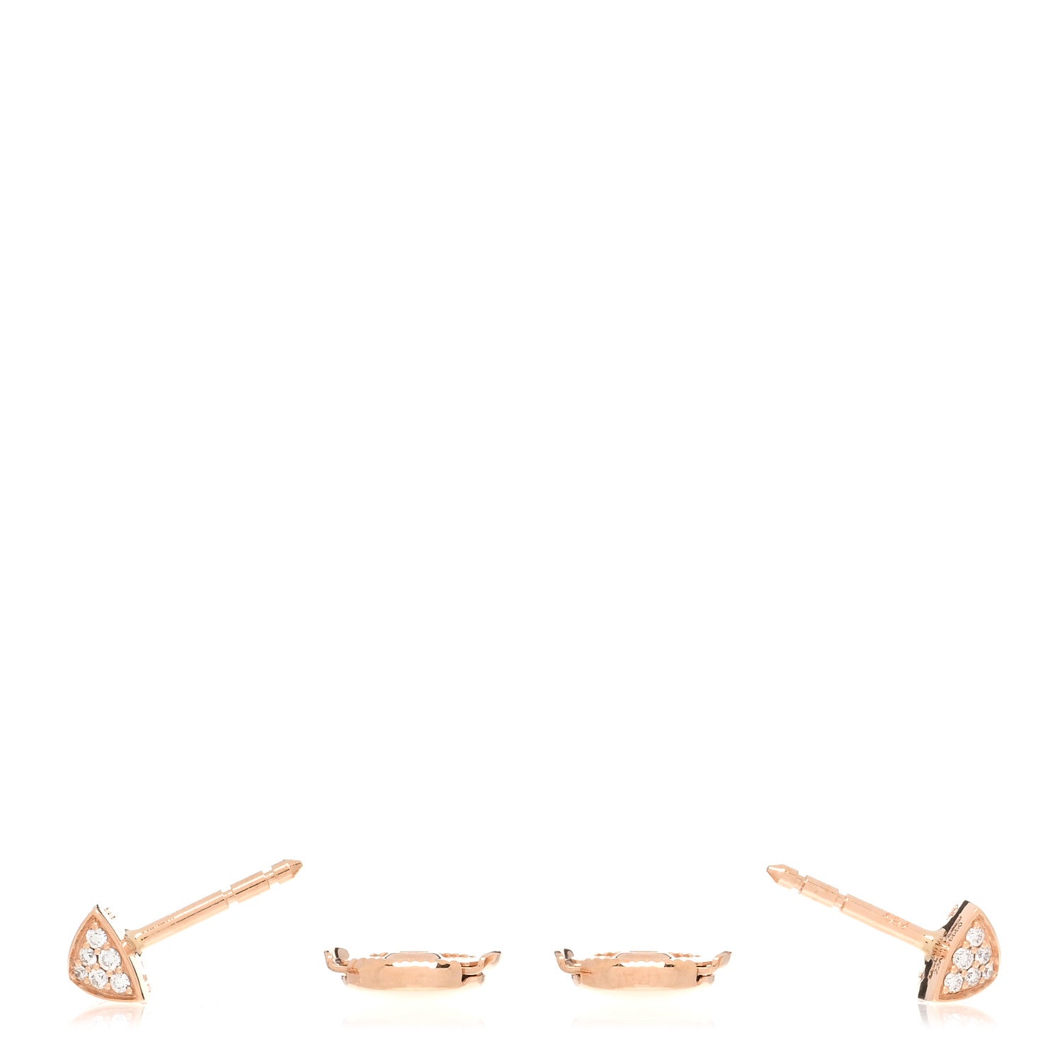 Hermes 18K Rose Gold Diamond Clou d'H Stud Earrings 3 of 5