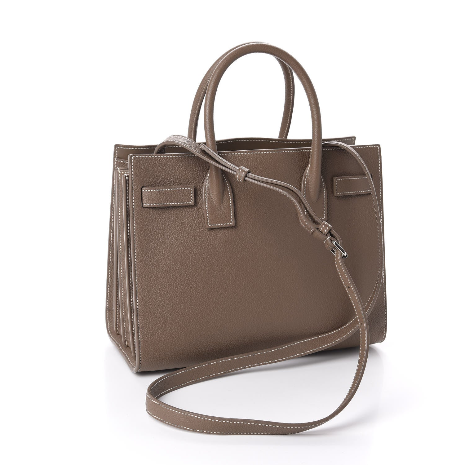 Saint Laurent Grained Calfskin Topstich Baby Sac De Jour Taupe 3 of 9