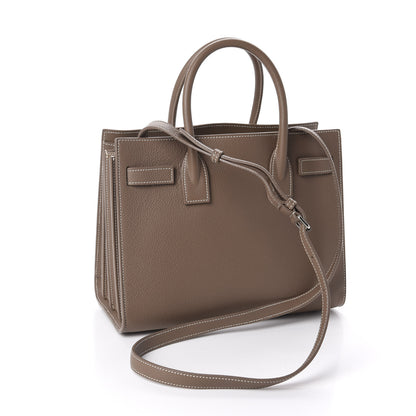 Saint Laurent Grained Calfskin Topstich Baby Sac De Jour Taupe 3 of 9