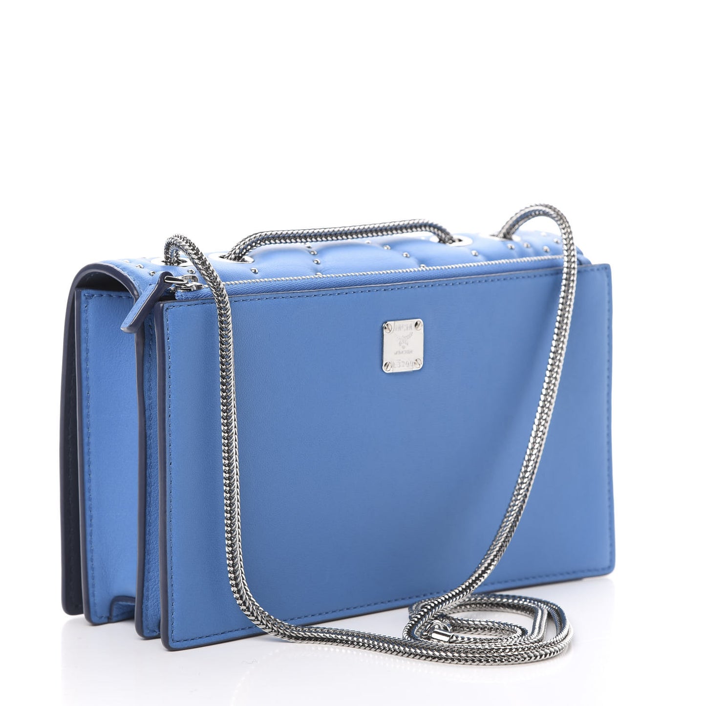 Lambskin Diamond Disco Flap Crossbody Bag Blue