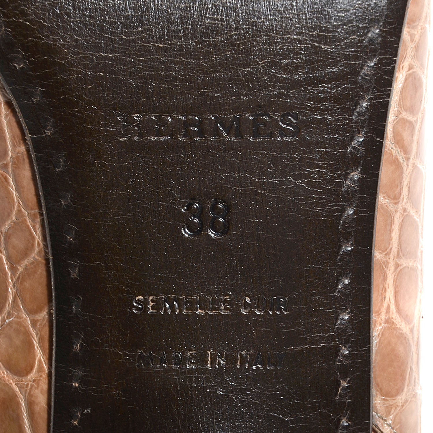 Hermes Alligator Marlene Pumps 38 Ficelle 5 of 6