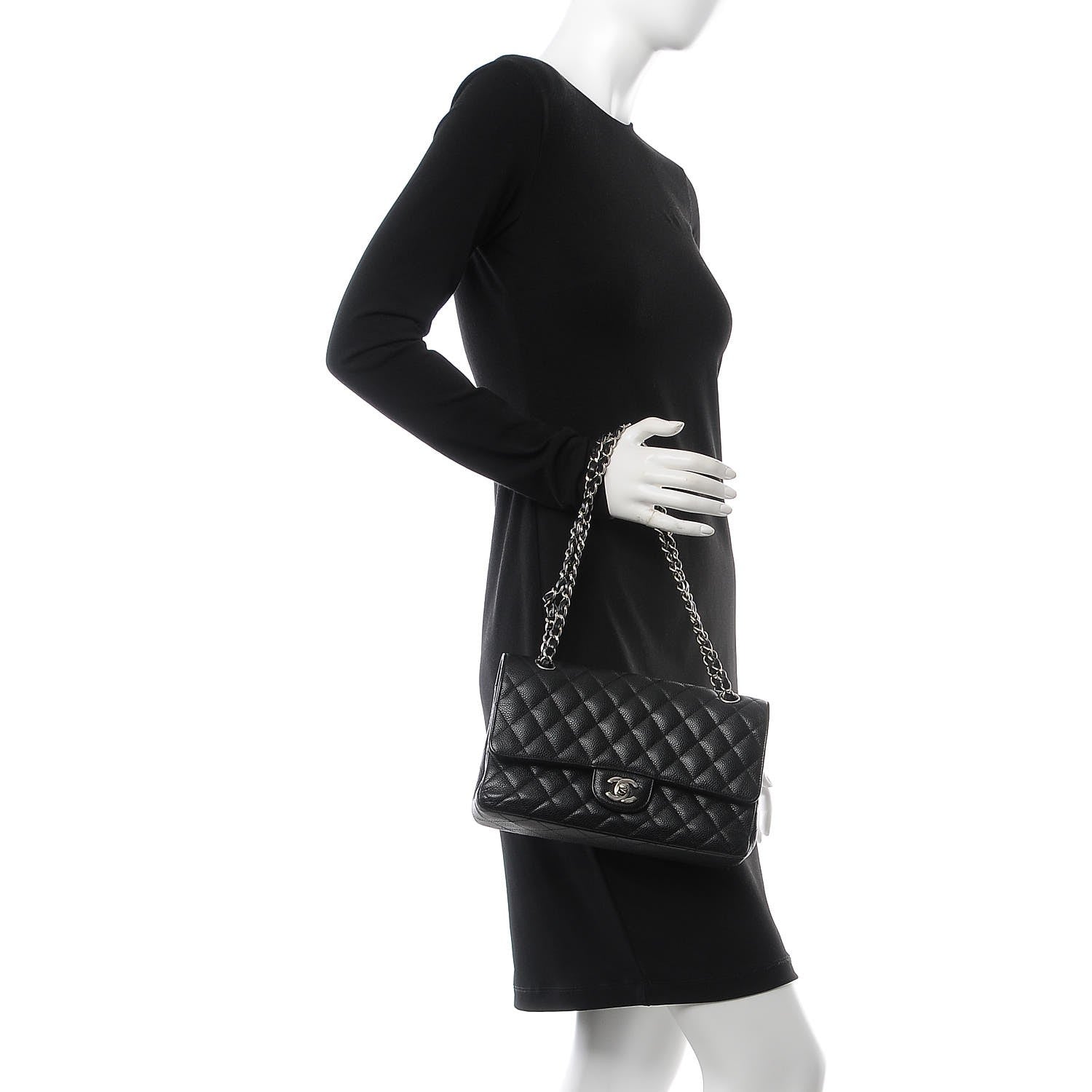 Chanel Caviar Quilted Medium Double Flap Black 2 of 10