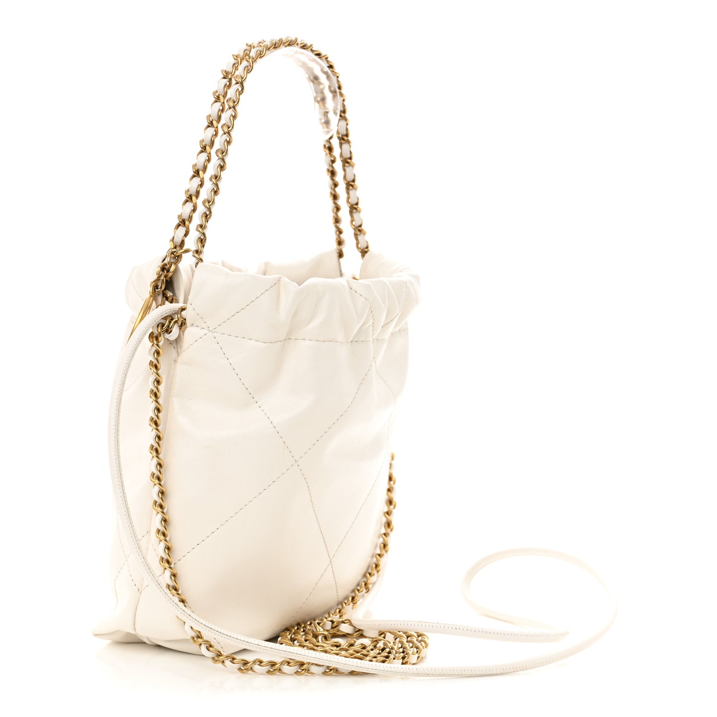 Shiny Calfskin Quilted Mini Chanel 22 White
