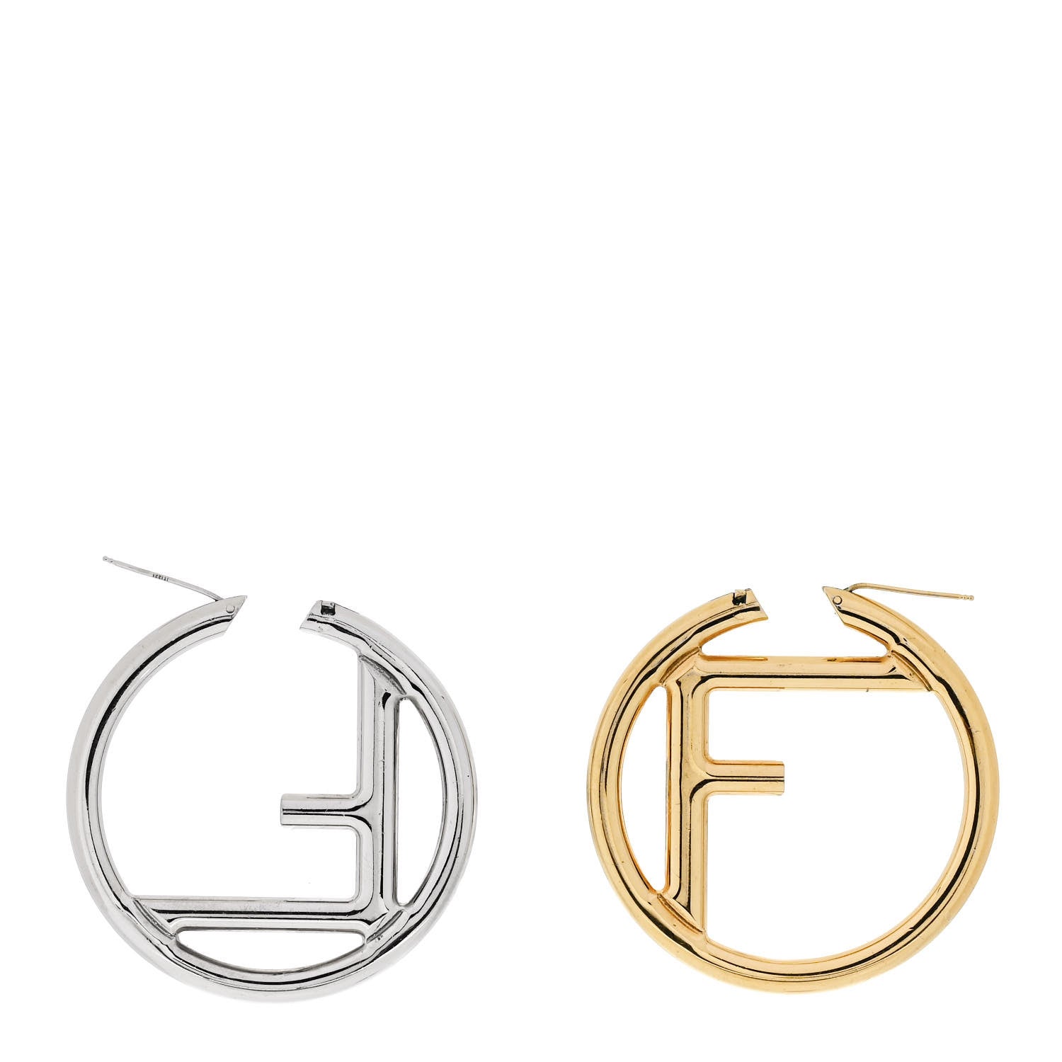 Fendi Metal FF Hoop Earrings Gold Silver 3 of 4