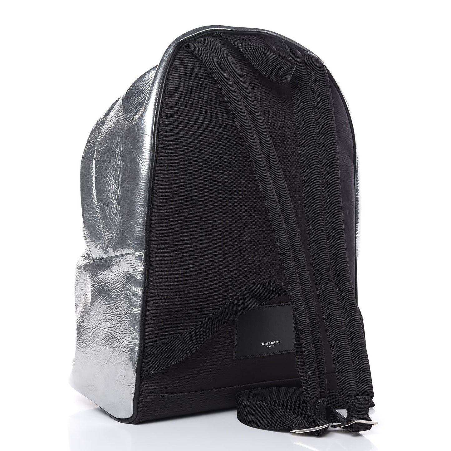 Textured Patent City Backpack Argent