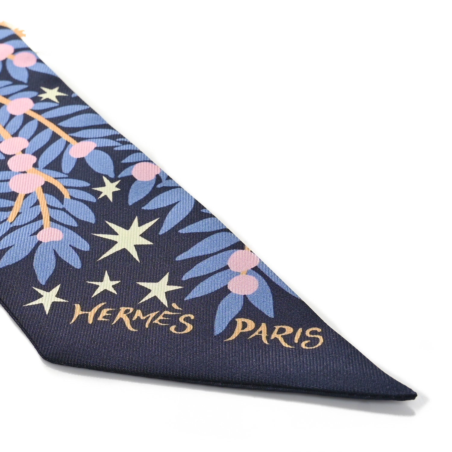 Hermes Silk Sous Le Charme D Orphee Twilly Bleu Black Jaune Soufre 4 of 4