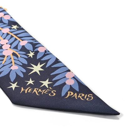 Hermes Silk Sous Le Charme D Orphee Twilly Bleu Black Jaune Soufre 4 of 4