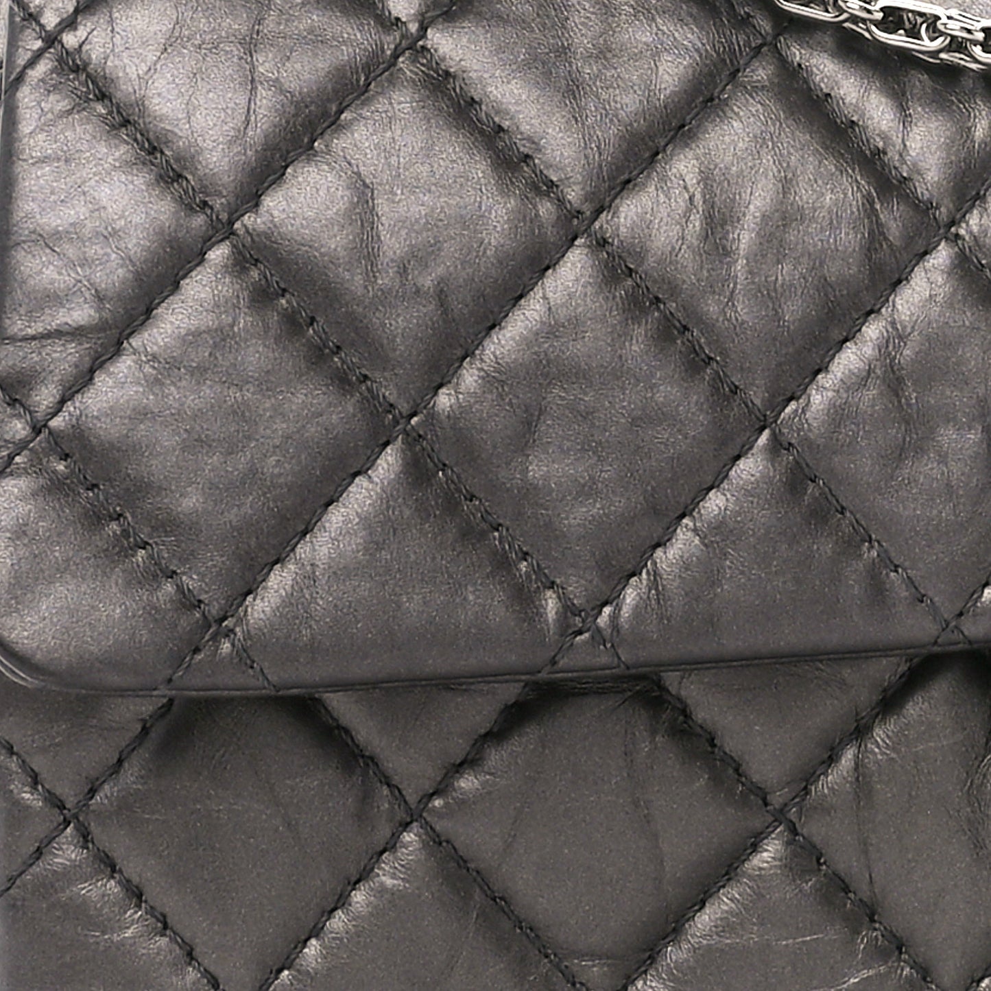 Metallic Aged Calfskin Quilted 2.55 Reissue Flap 226 Dark Grey