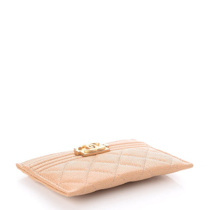Chanel Caviar Quilted Boy Card Holder Beige 4 of 8