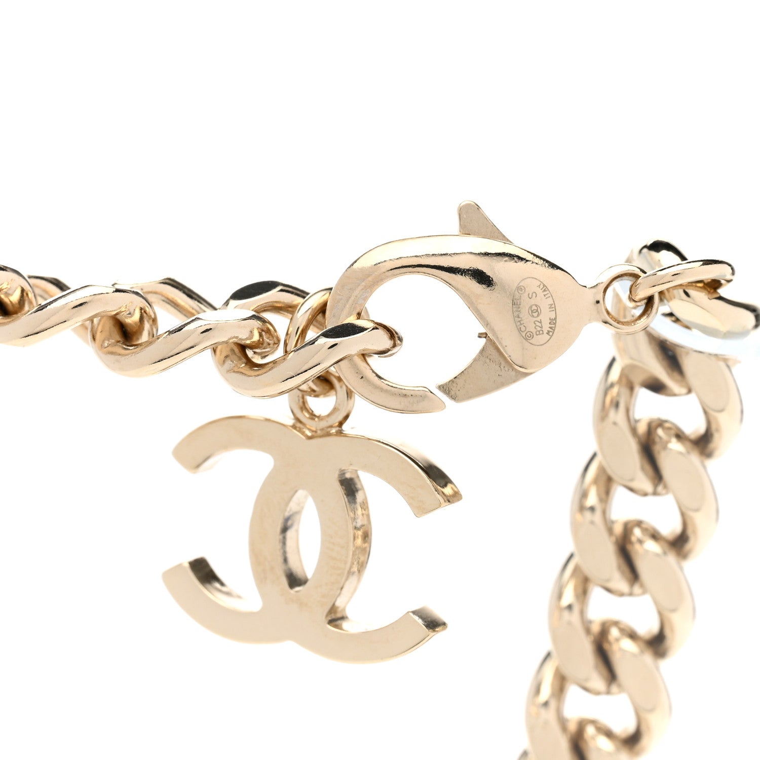 Chanel Metal Enamel Chain CC Choker Gold White 5 of 6