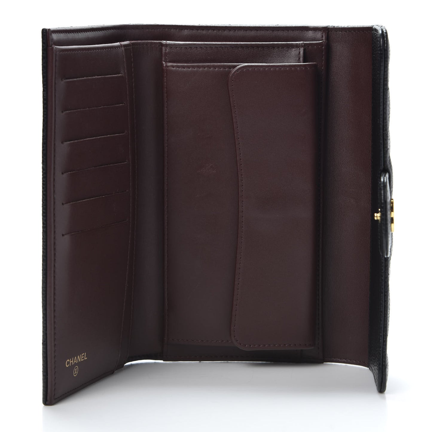 Caviar Quilted Large Flap Wallet Black