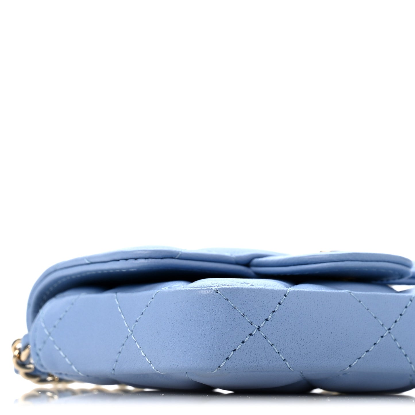 Lambskin Quilted Mini Chain Belt Bag Blue