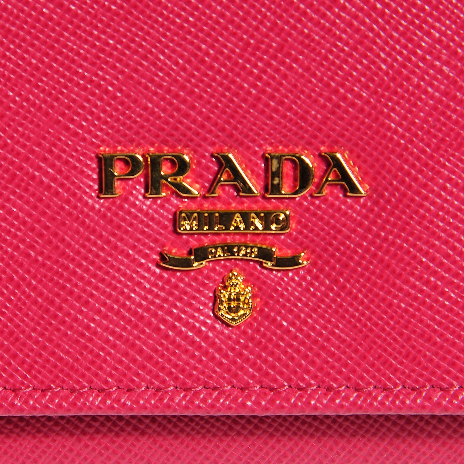 Prada Saffiano Metal Oro Chain Wallet Peonia 8 of 11