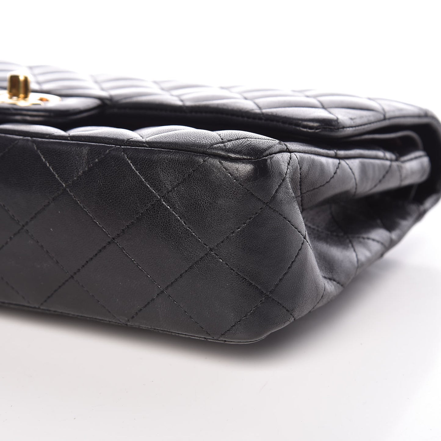 Lambskin Quilted Medium Double Flap Black