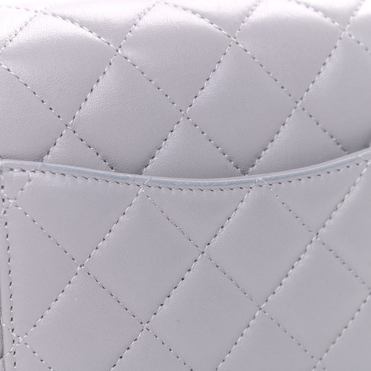 Lambskin Quilted Mini Rectangular Flap Grey