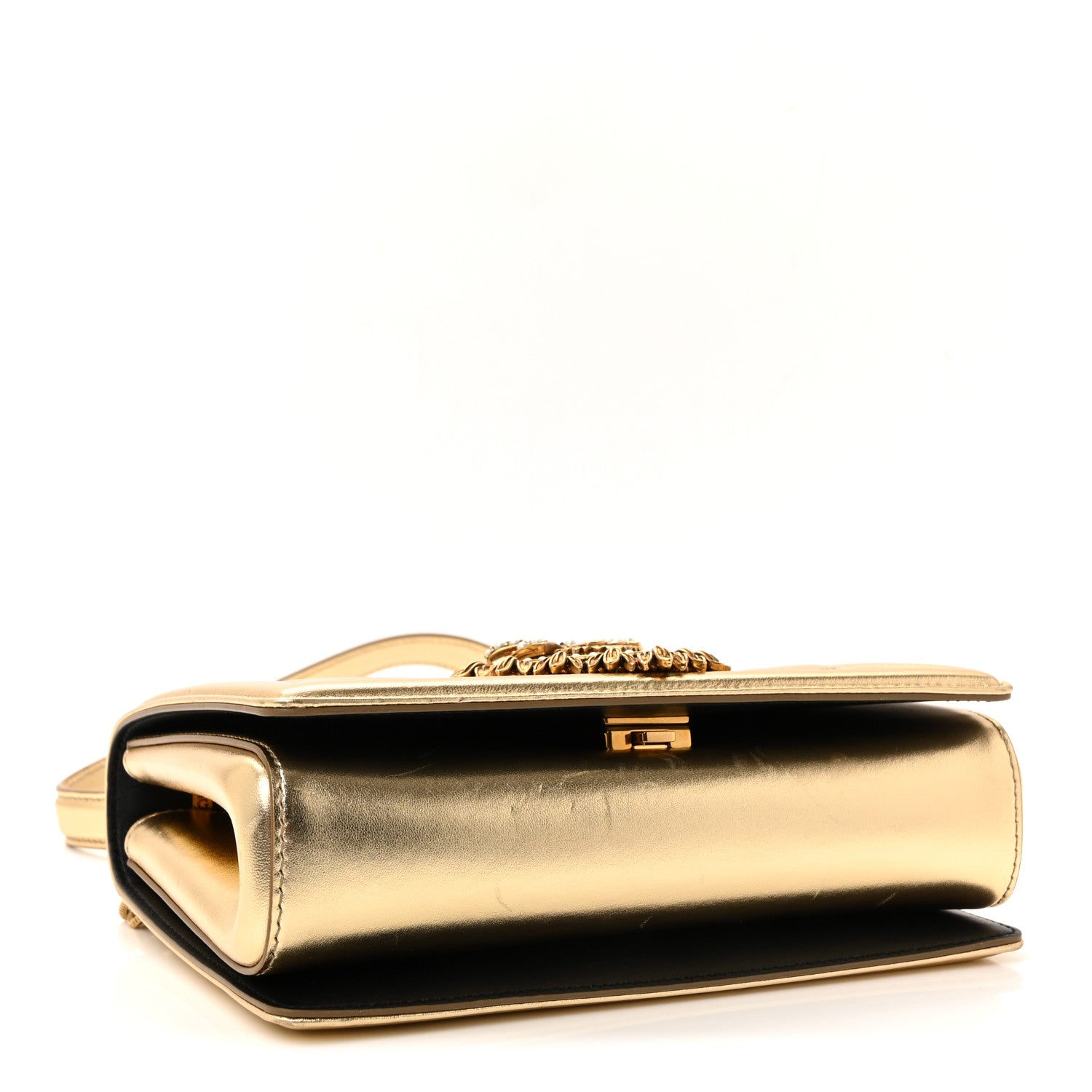 Dolce & Gabbana Metallic Nappa Quilted Medium Devotion Crossbody Bag Gold 7 of 17