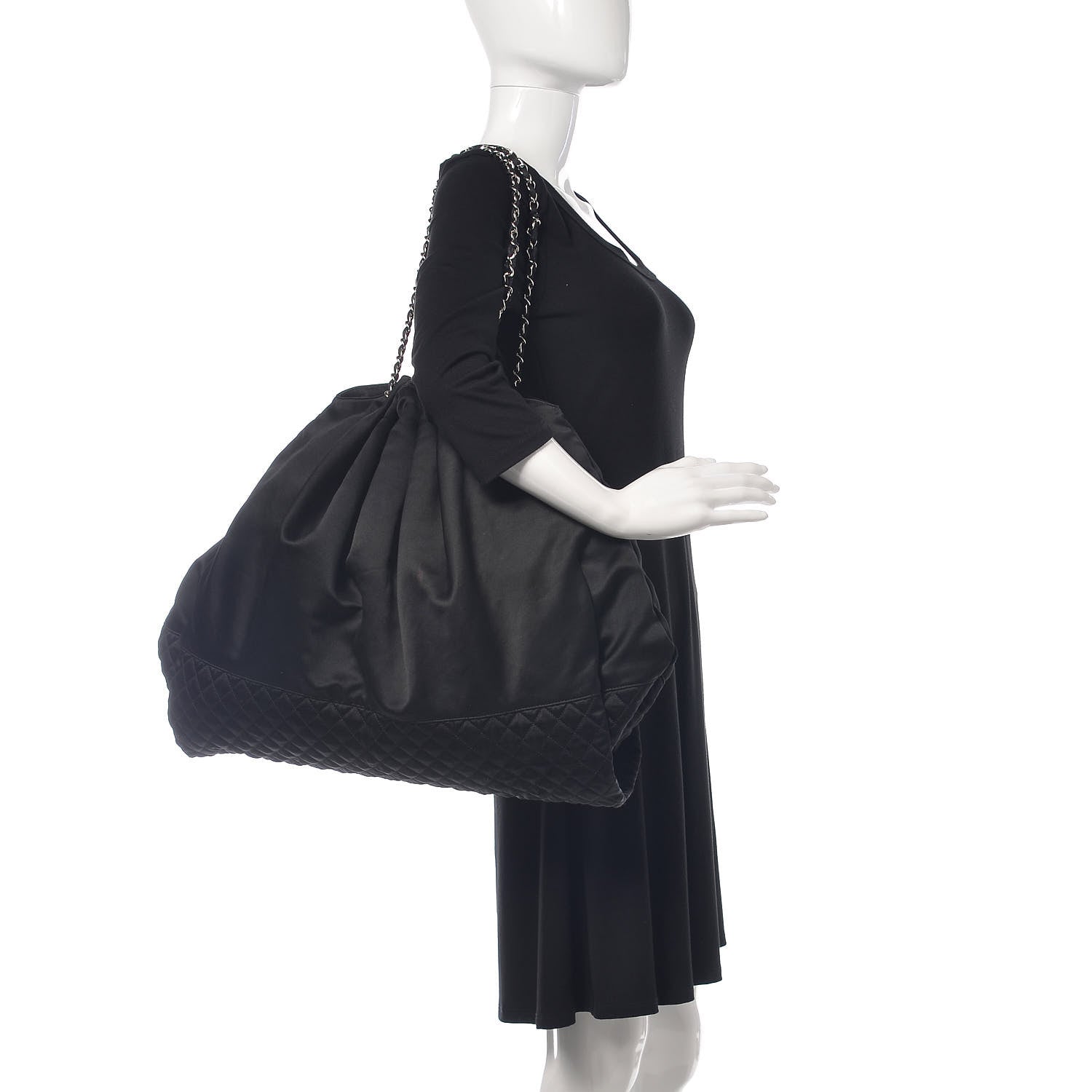 Chanel Satin Melrose Hobo Black 2 of 9
