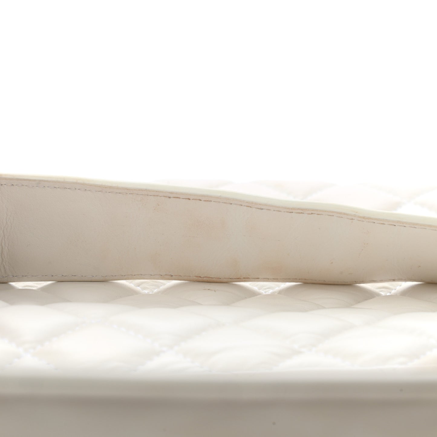 Calfskin Quilted Logo Flap Case White