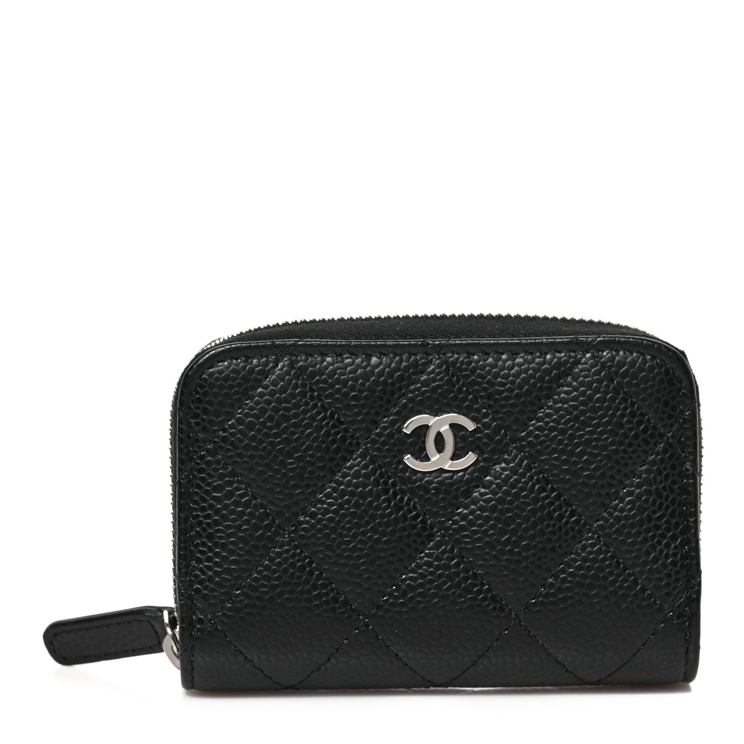 Caviar Quilted Zip Coin Purse Black