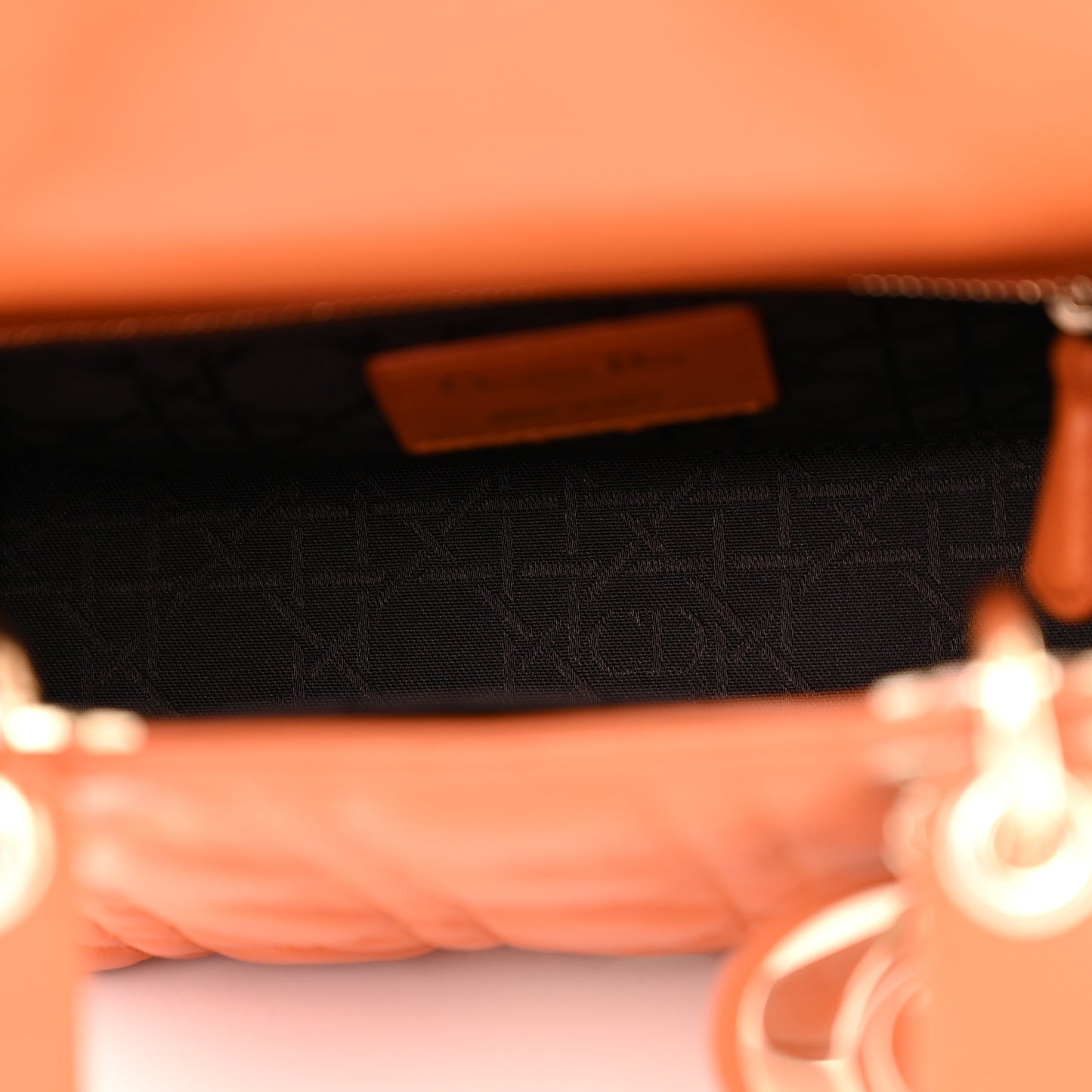Lambskin Cannage Small Lucky Badges My Lady Dior Orange