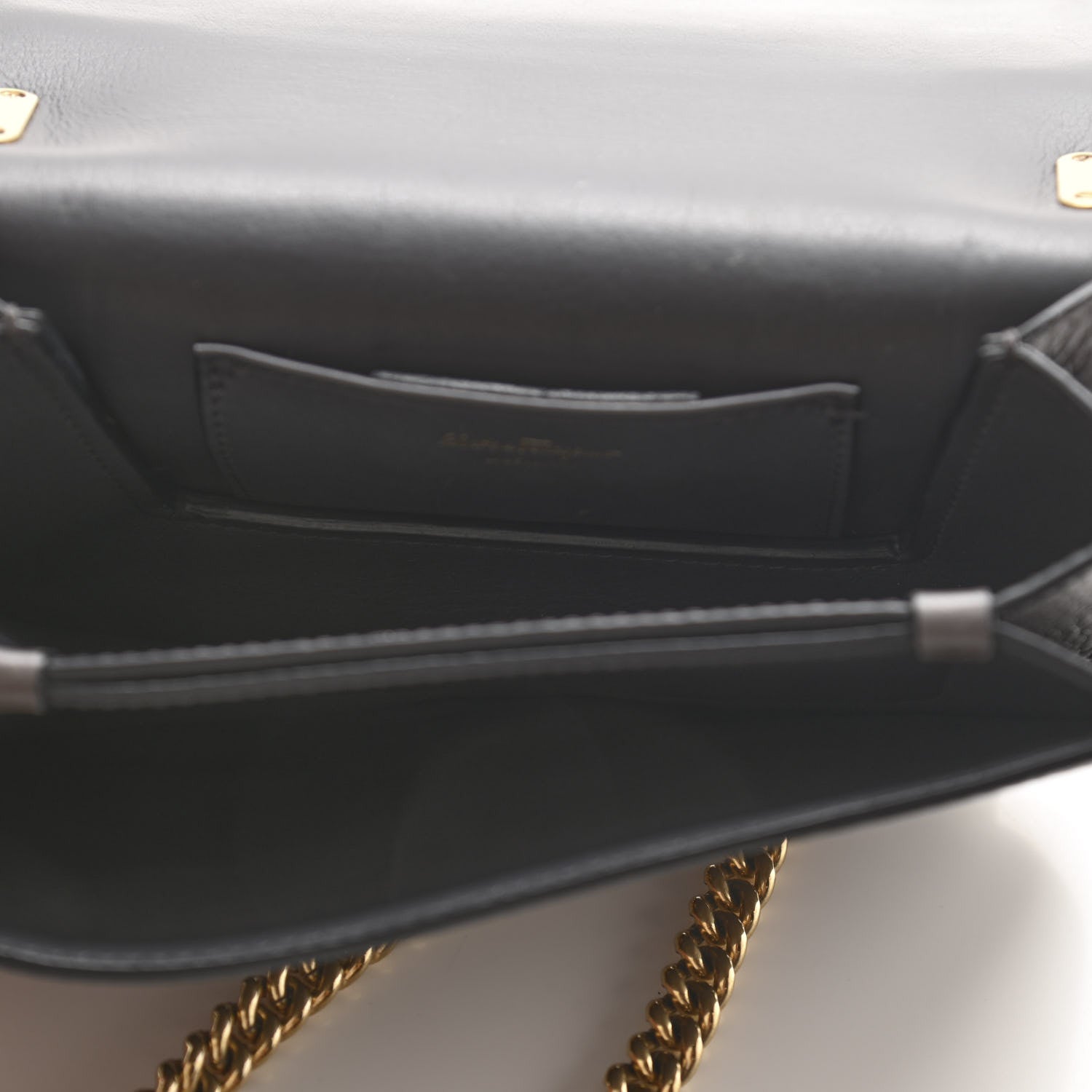 Salvatore Ferragamo Pebbled Calfskin Ginevra Chain Bag Grey 5 of 15