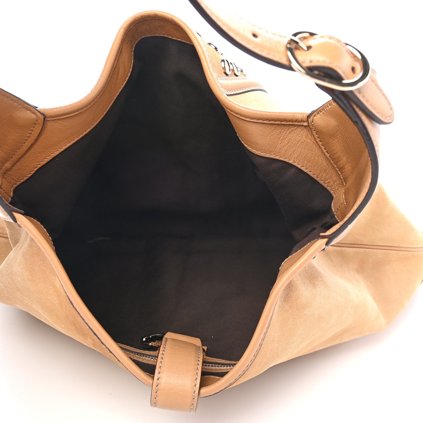 Suede Studded Jackie O Bouvier Hobo Light Brown