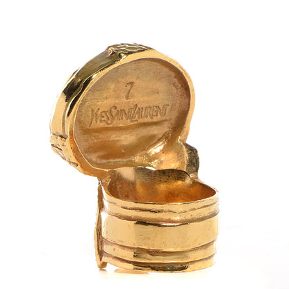 Saint Laurent Glass Cabochon Arty Ovale Ring 7 Gold Coral 3 of 5