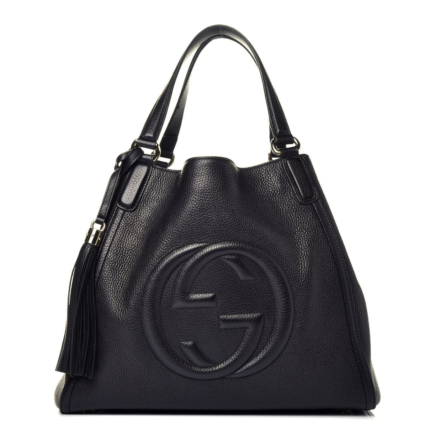 Pebbled Calfskin Medium Soho Shoulder Bag Black