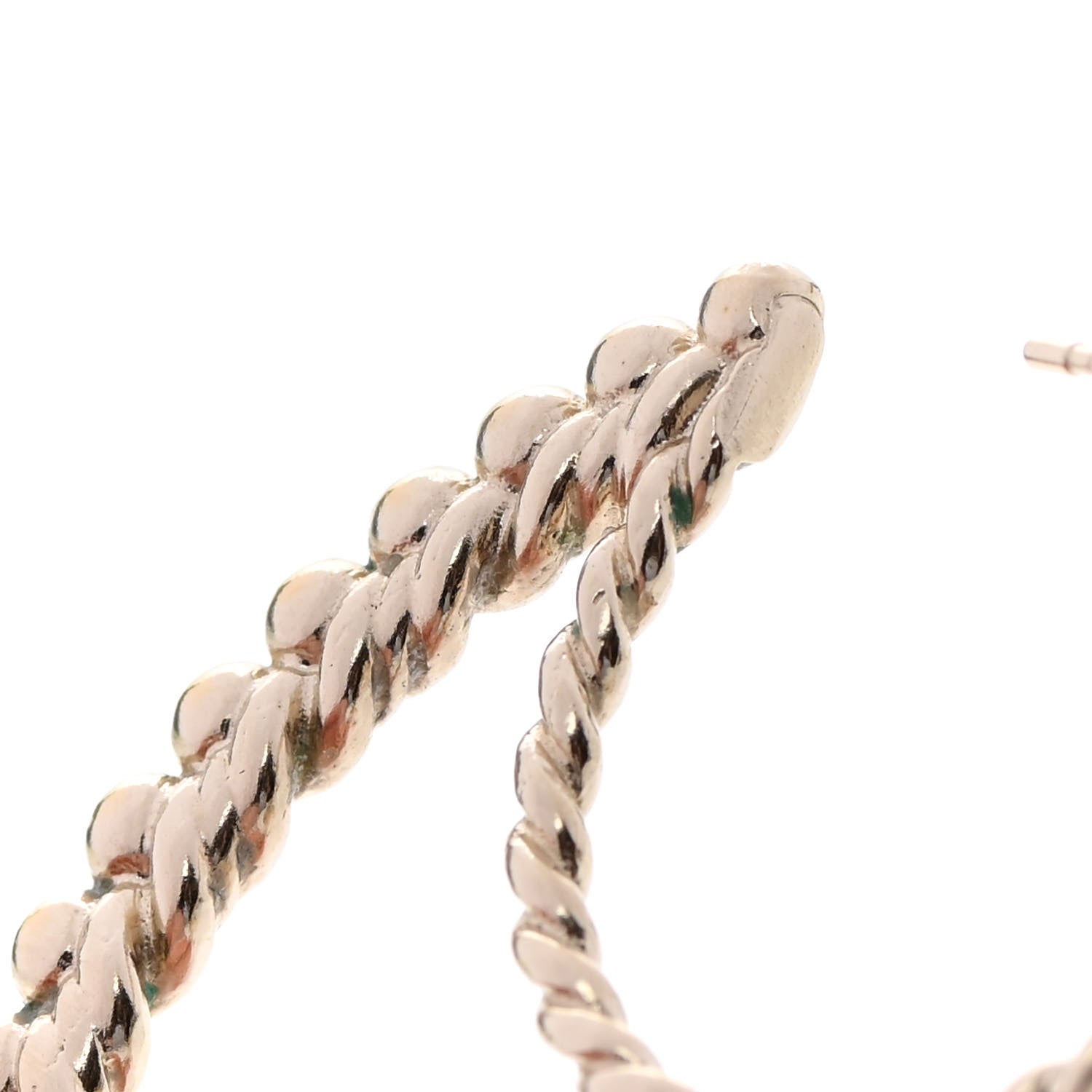Chanel Crystal Pearl CC Drop Hoop Earrings Gold Pearly White 8 of 11