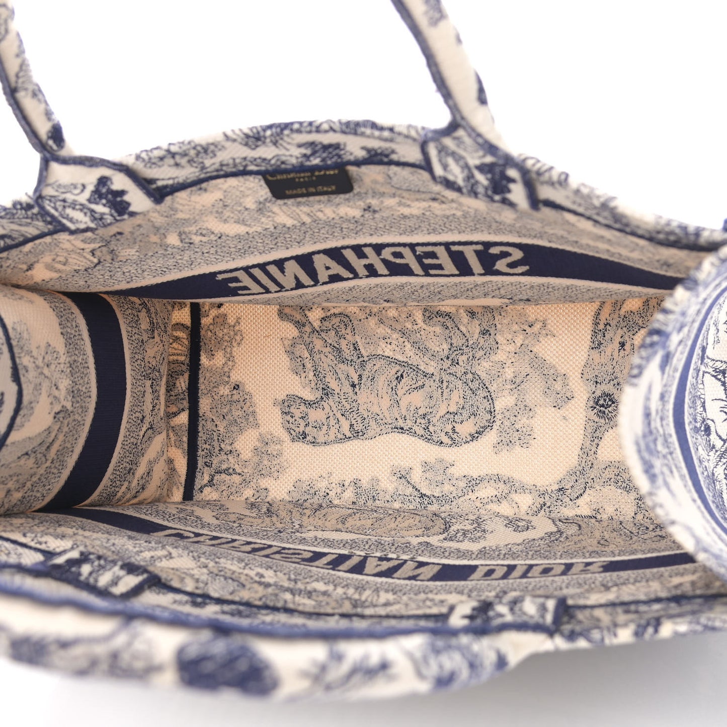 Canvas Embroidered Medium Dioriviera Toile De Jouy Book Tote Blue