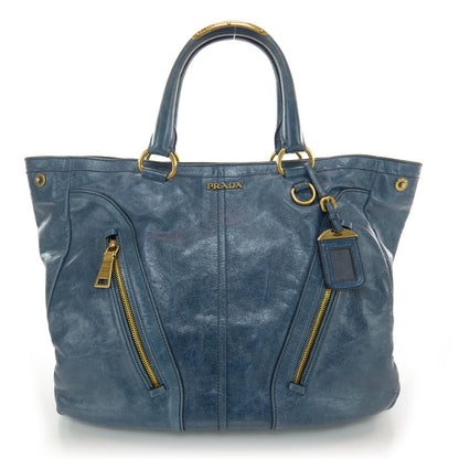 Prada Vitello Shine Tote Denim 1 of 10