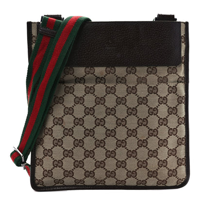 Gucci GG Monogram Web Messenger Crossbody Bag Dark Brown 1 of 8