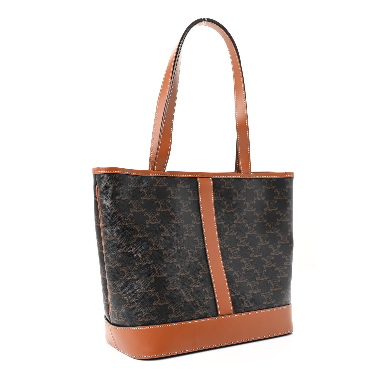 Celine Triomphe Canvas Calfskin Small Cabas Bag Tan 3 of 10