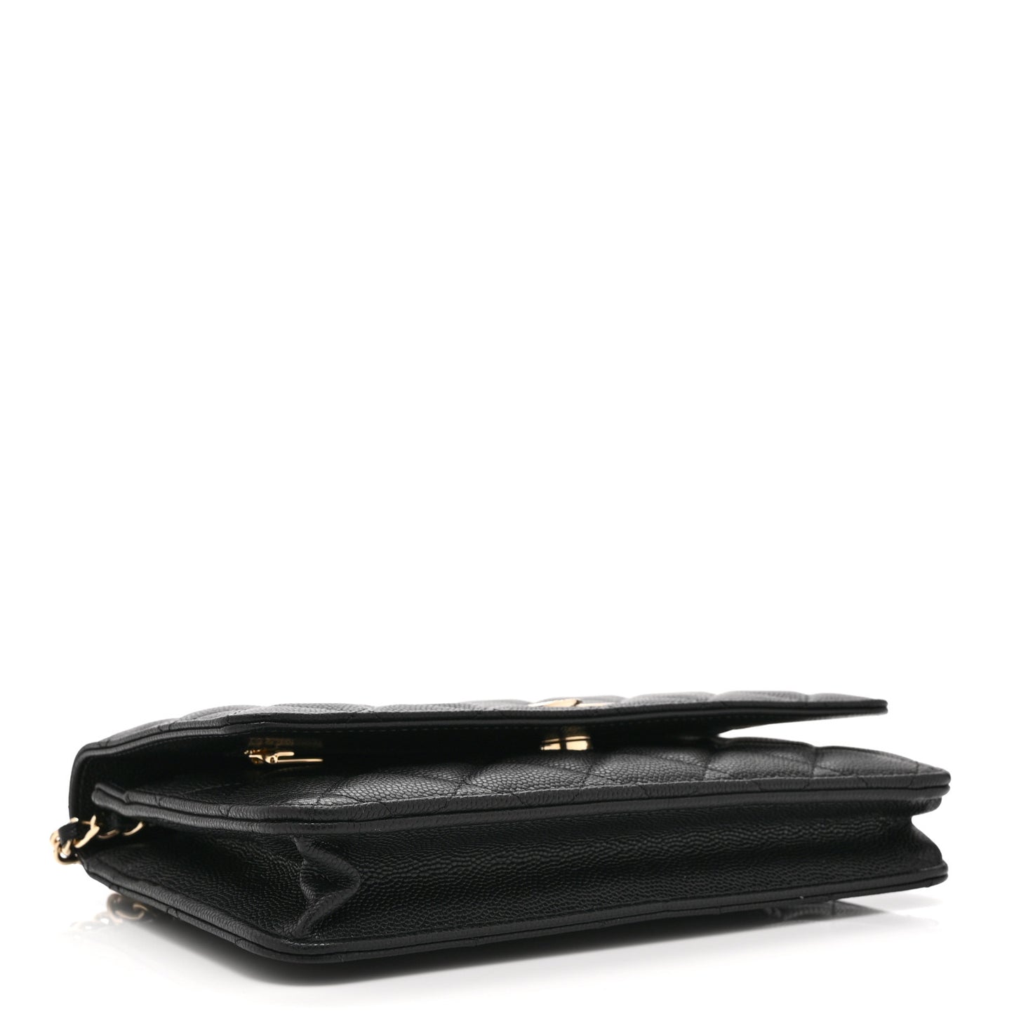 Caviar Quilted Crystal CC Wallet On Chain WOC Black