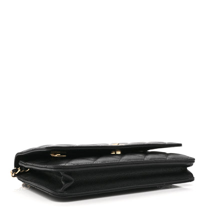 Chanel Caviar Quilted Crystal CC Wallet On Chain WOC Black 4 of 12